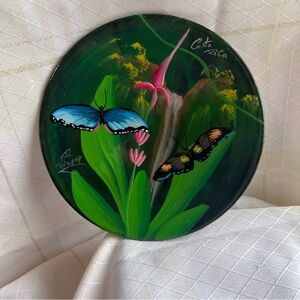 Costa Rica Vinday, Hand-Painted Ceramic Terracotta Plate Tropical Decor